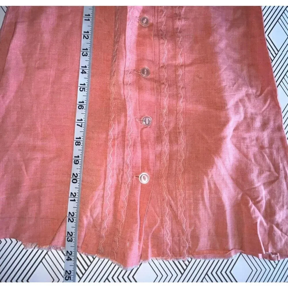 Vintage Girls Shirt Dress‎ Size 8-9 Burnt Orange Baby Doll Button Front Cotton *
